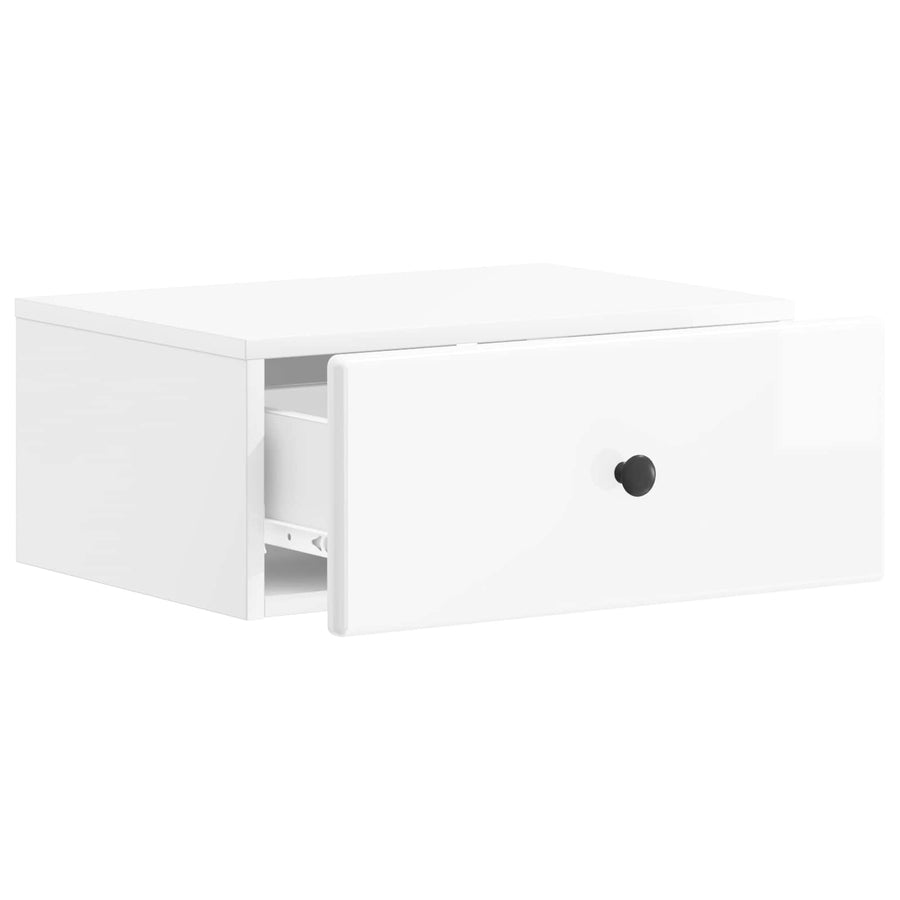 Wandbeugel Bedkast Hoogglans Wit 49 x 34,5 x 20 cm Bewerkt hout