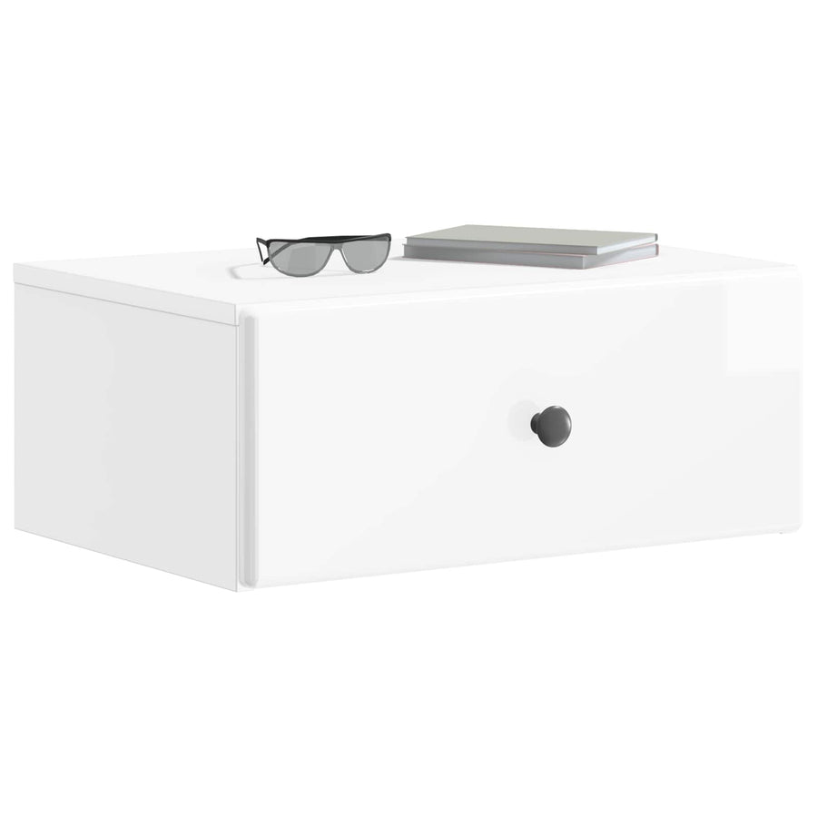 Wandbeugel Bedkast Hoogglans Wit 49 x 34,5 x 20 cm Bewerkt hout