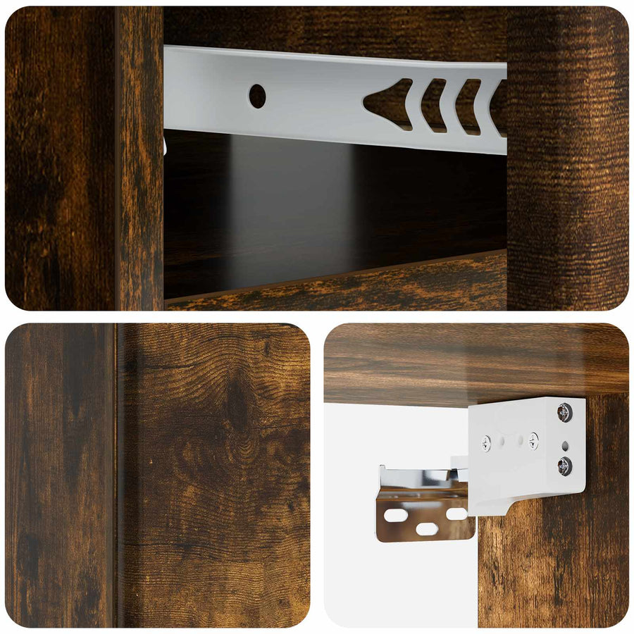 Wandbeugel Bedkast Gerookt eiken 49 x 34,5 x 20 cm Bewerkt hout