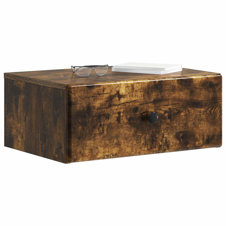 Wandbeugel Bedkast Gerookt eiken 49 x 34,5 x 20 cm Bewerkt hout