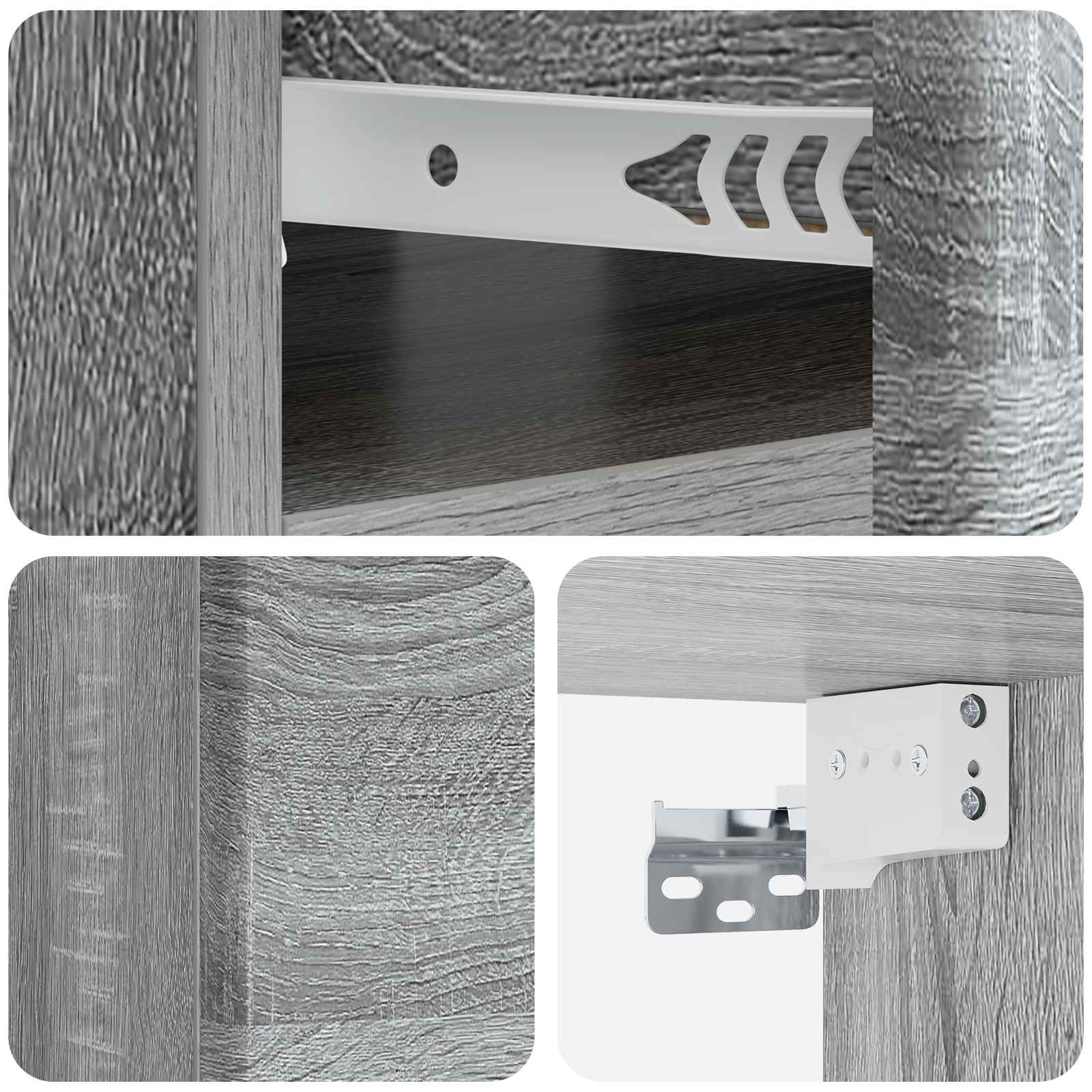 Wandbeugel Bedkast Grijs sonoma 49 x 34,5 x 20 cm Bewerkt hout