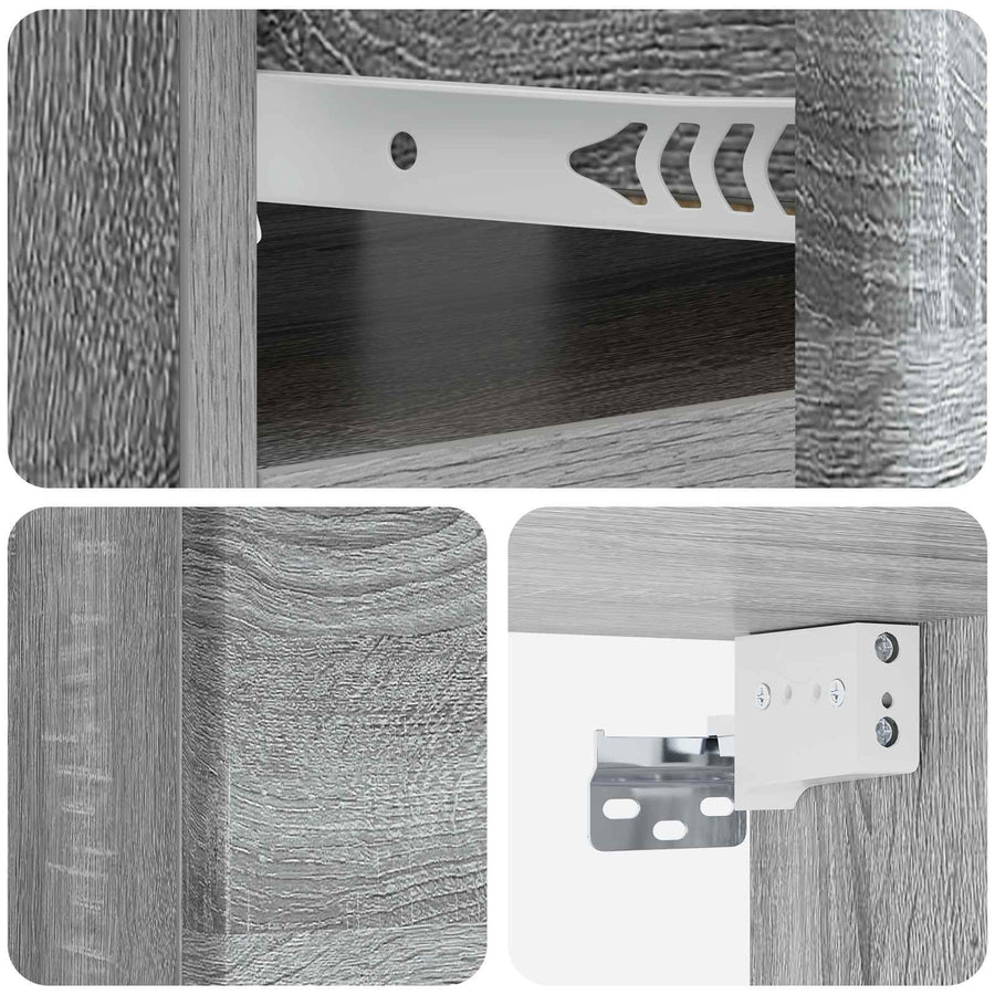 Wandbeugel Bedkast 2 pcs Grijs sonoma 49 x 34,5 x 20 cm
