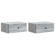 Nachtkastjes 2 stuks Grijs sonoma 49x34,5x20 cm muurmontage