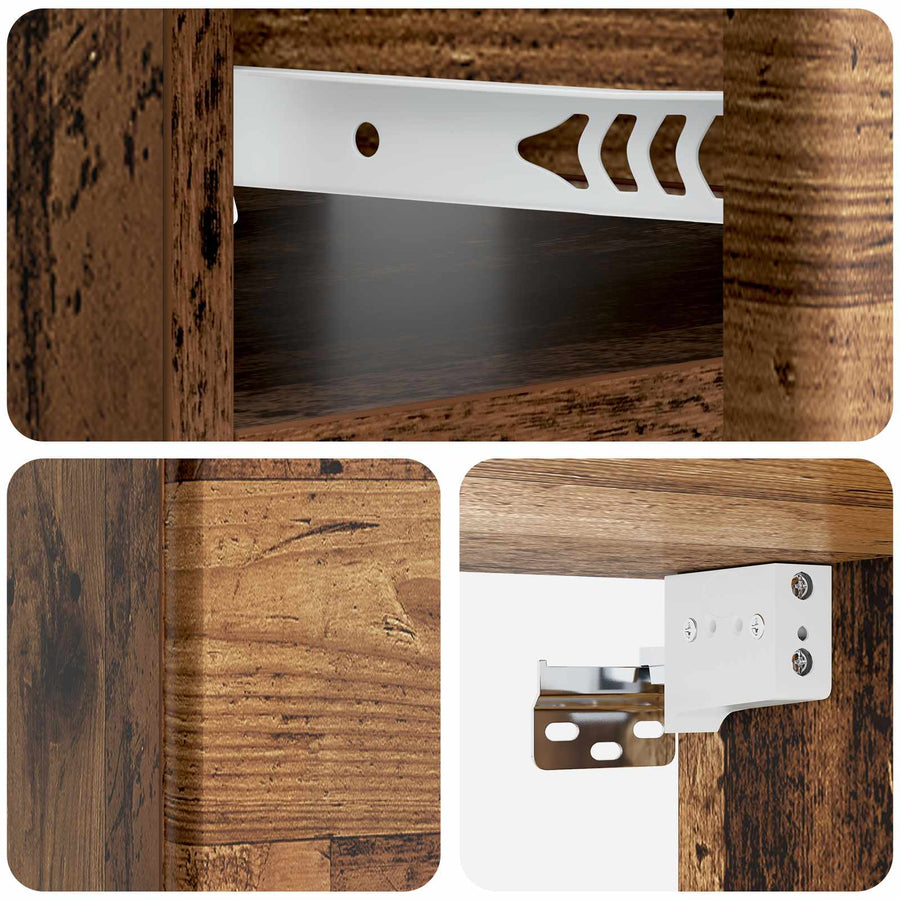 Wandbeugel Bedkast Oud hout 49 x 34,5 x 20 cm Bewerkt hout
