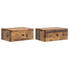 Nachtkastje 2 stuks oud hout 49x34,5x20 cm muurmontage