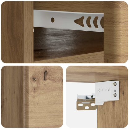 Wandbeugel Bedkast met lade Artisanaal eiken 49 x 34,5 x 20 cm