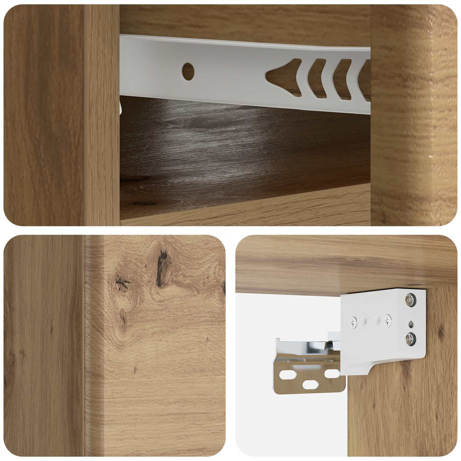 Wandbeugel Bedkast met lade Artisanaal eiken 49 x 34,5 x 20 cm