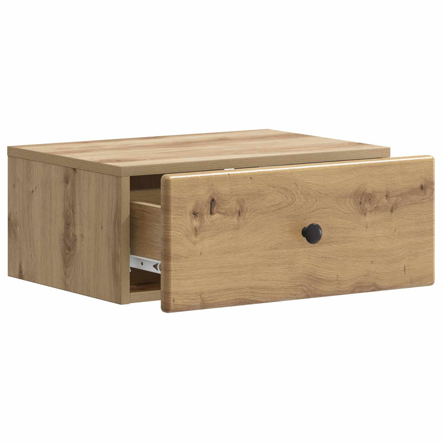 Wandbeugel Bedkast met lade Artisanaal eiken 49 x 34,5 x 20 cm