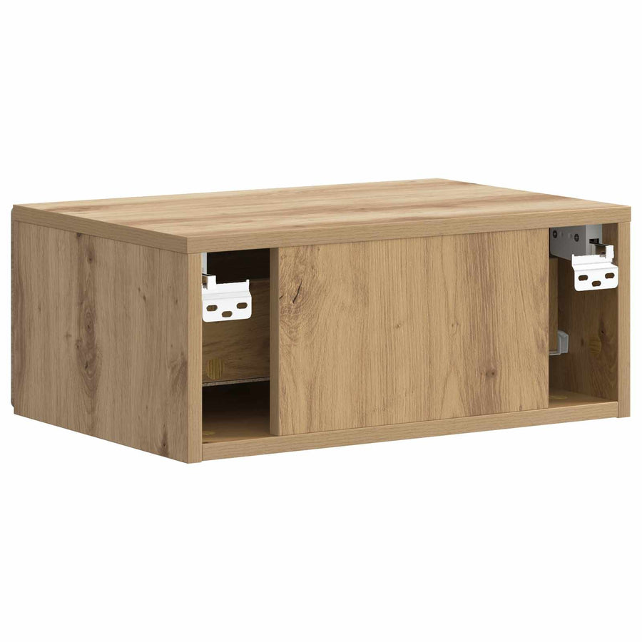 Wandbeugel Bedkast met lade Artisanaal eiken 49 x 34,5 x 20 cm