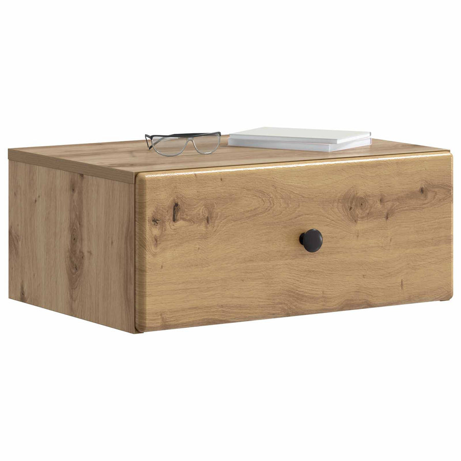 Wandbeugel Bedkast met lade Artisanaal eiken 49 x 34,5 x 20 cm