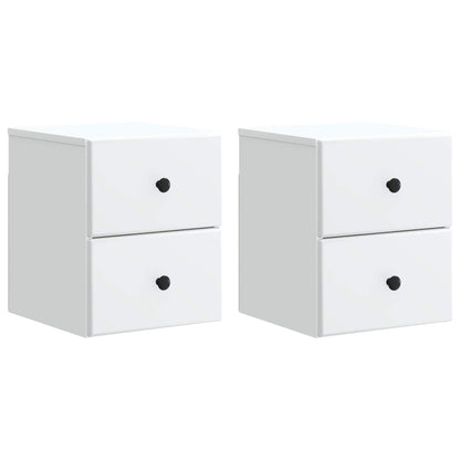 Wandbeugel Bedkast 2 pcs Wit 34,5 x 33 x 40 cm Bewerkt hout