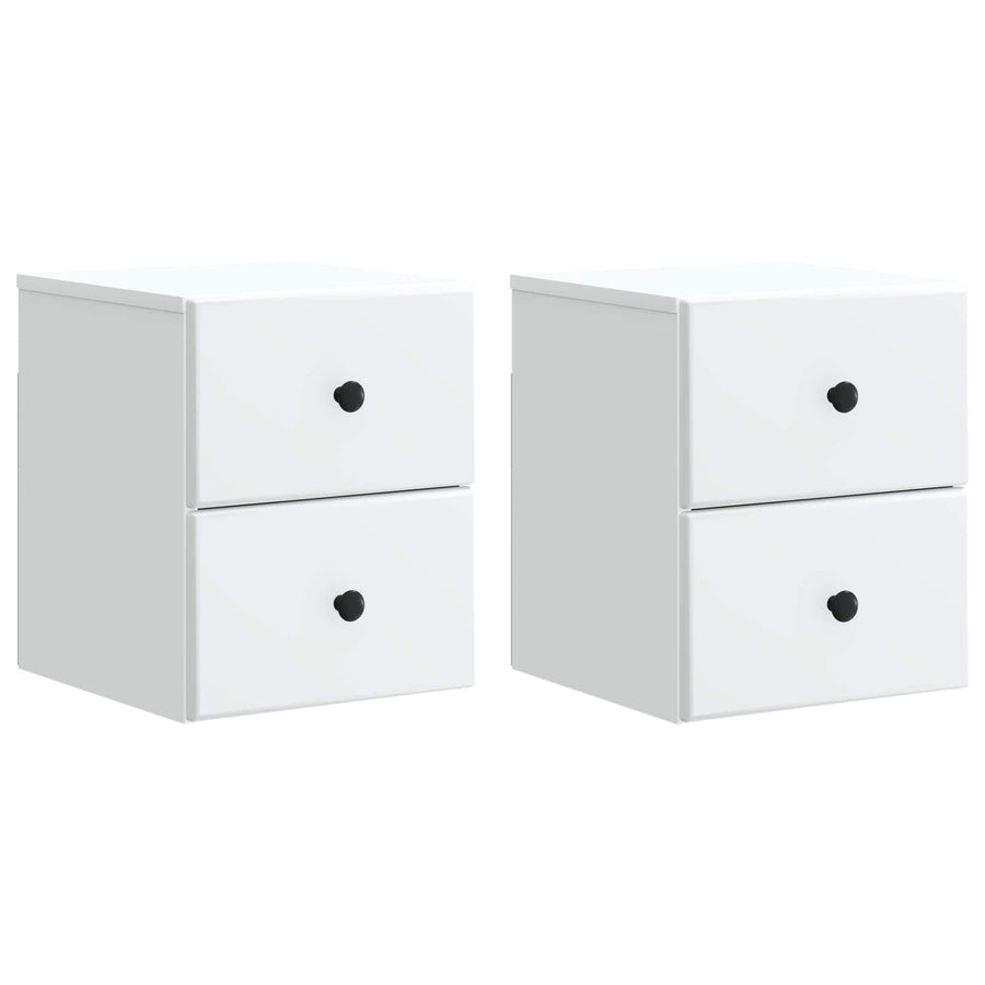 Wandbeugel Bedkast 2 pcs Wit 34,5 x 33 x 40 cm Bewerkt hout