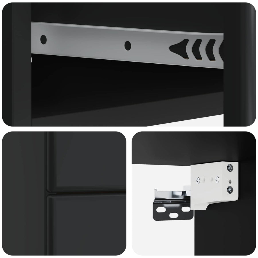 Wandbeugel Bedkast Zwart 34,5 x 33 x 40 cm Bewerkt hout