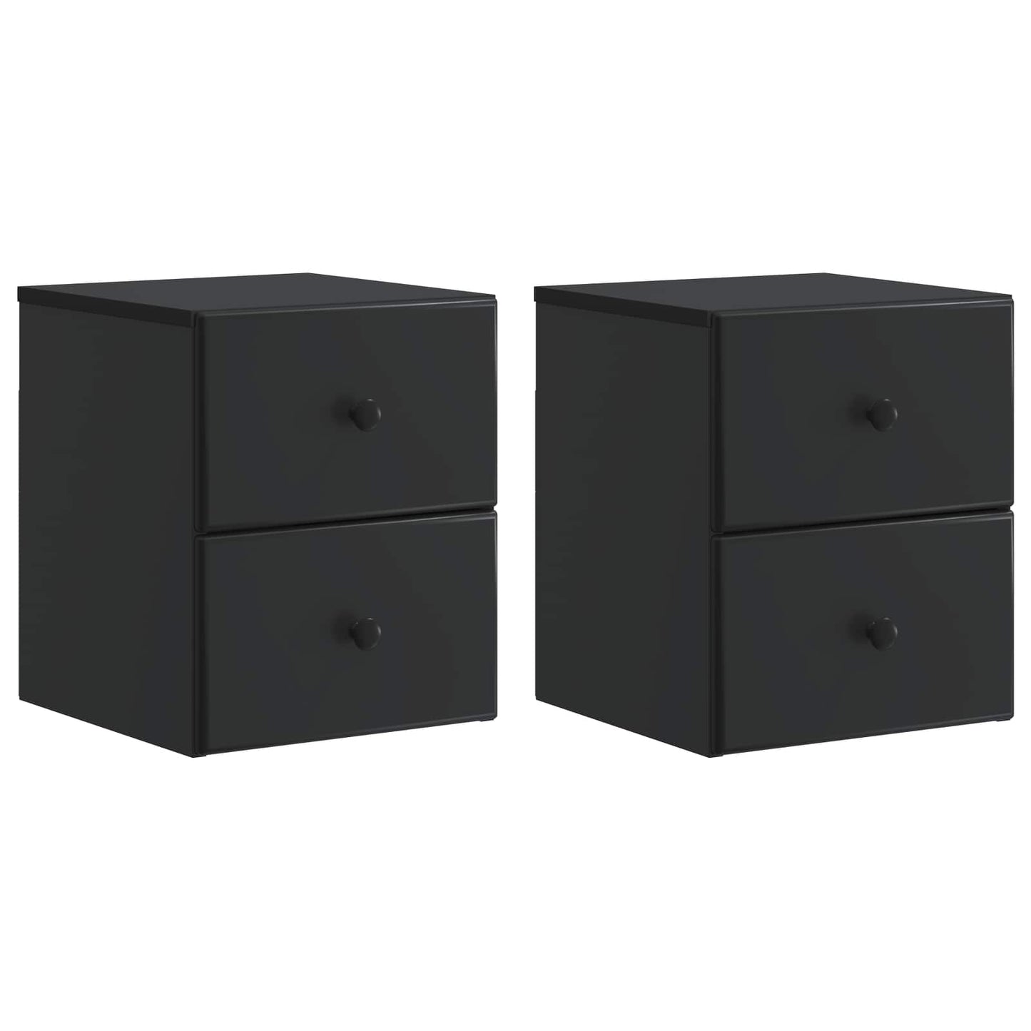 Wandbeugel Bedkast 2 pcs Zwart 34,5 x 33 x 40 cm Bewerkt hout