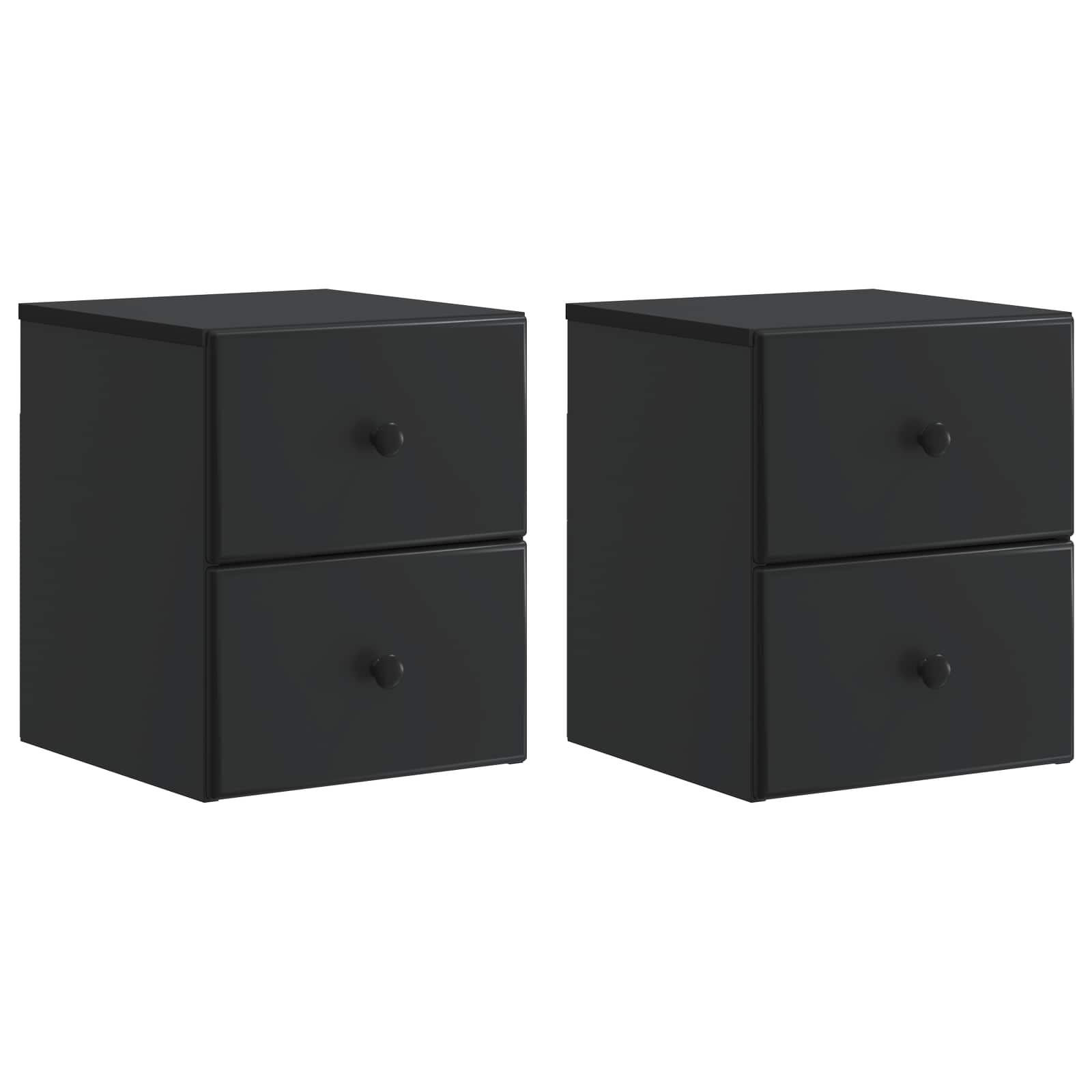 Wandbeugel Bedkast 2 pcs Zwart 34,5 x 33 x 40 cm Bewerkt hout