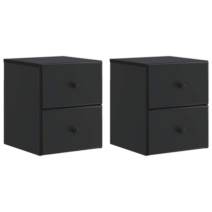 Wandbeugel Bedkast 2 pcs Zwart 34,5 x 33 x 40 cm Bewerkt hout