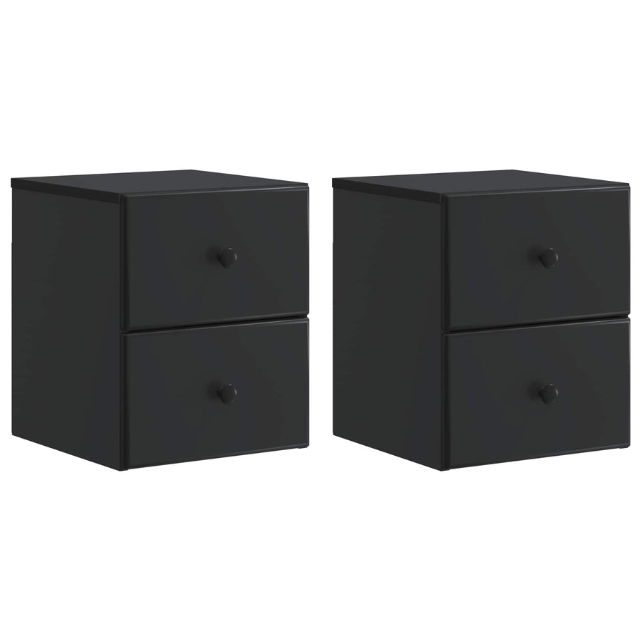 Wandbeugel Bedkast 2 pcs Zwart 34,5 x 33 x 40 cm Bewerkt hout