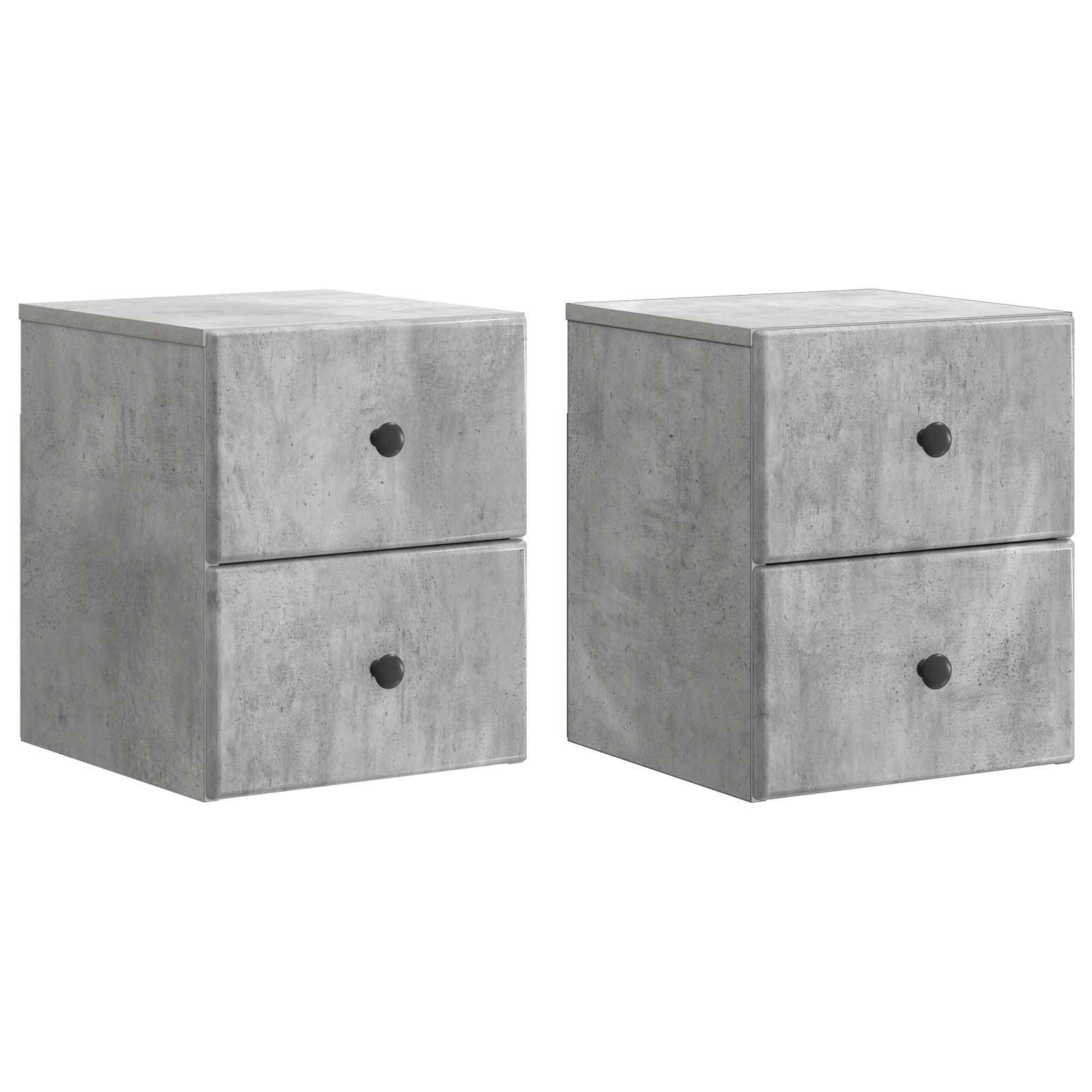Wandbeugel Bedkast met lade 2 pcs Betongrijs 34,5 x 33 x 40 cm