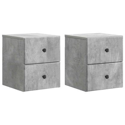 Wandbeugel Bedkast met lade 2 pcs Betongrijs 34,5 x 33 x 40 cm