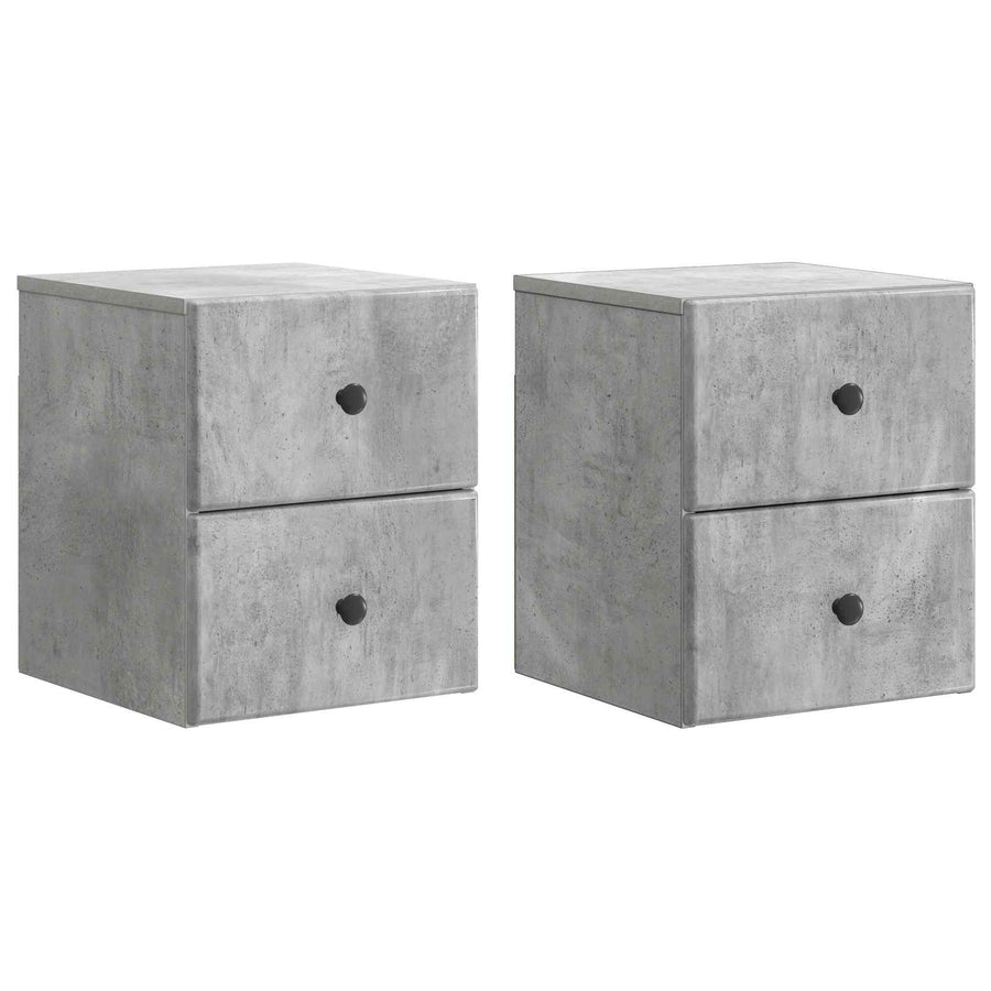 Wandbeugel Bedkast met lade 2 pcs Betongrijs 34,5 x 33 x 40 cm