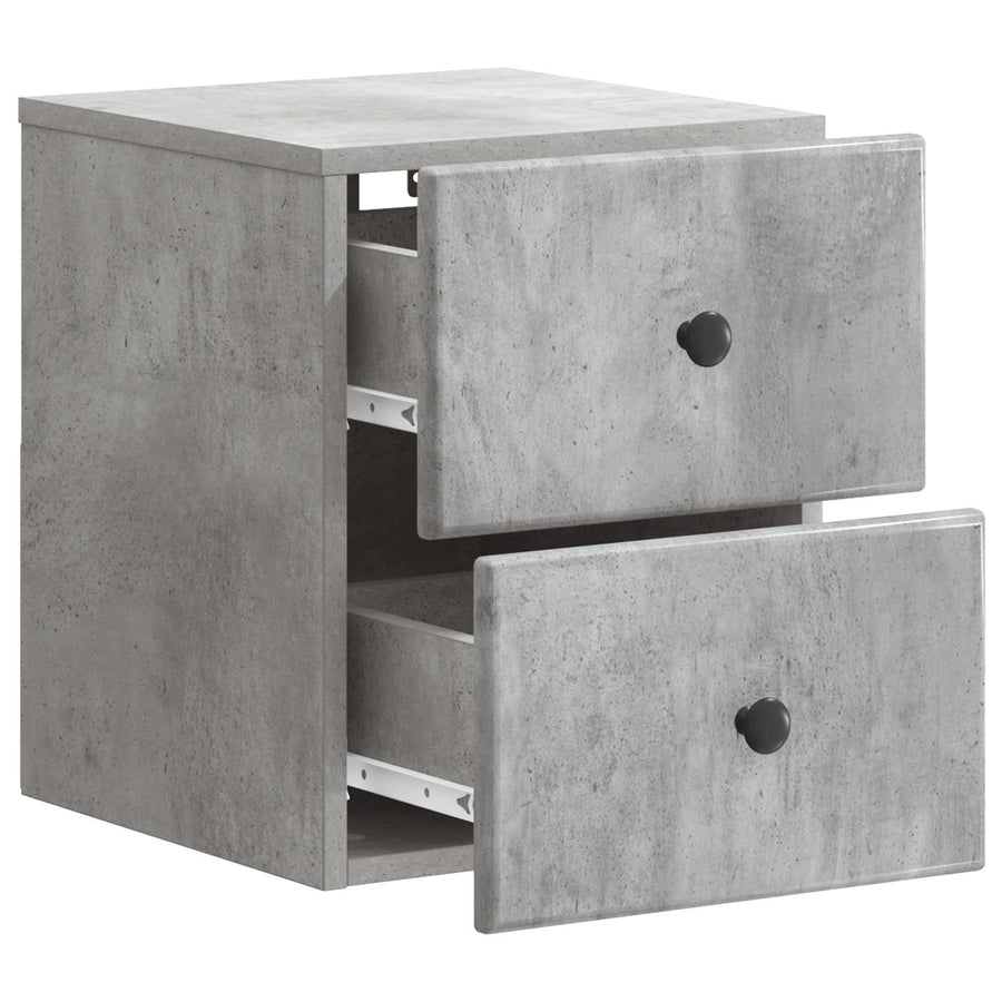 Wandbeugel Bedkast met lade 2 pcs Betongrijs 34,5 x 33 x 40 cm