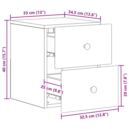 Wandbeugel Bedkast Hoogglans Wit 34,5 x 33 x 40 cm Bewerkt hout