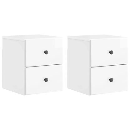 Wandbeugel Bedkast 2 pcs Hoogglans Wit 34,5 x 33 x 40 cm