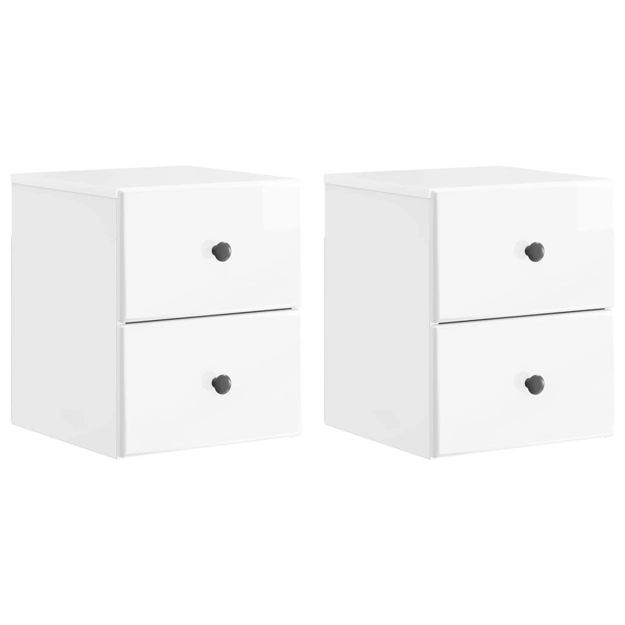 Wandbeugel Bedkast 2 pcs Hoogglans Wit 34,5 x 33 x 40 cm