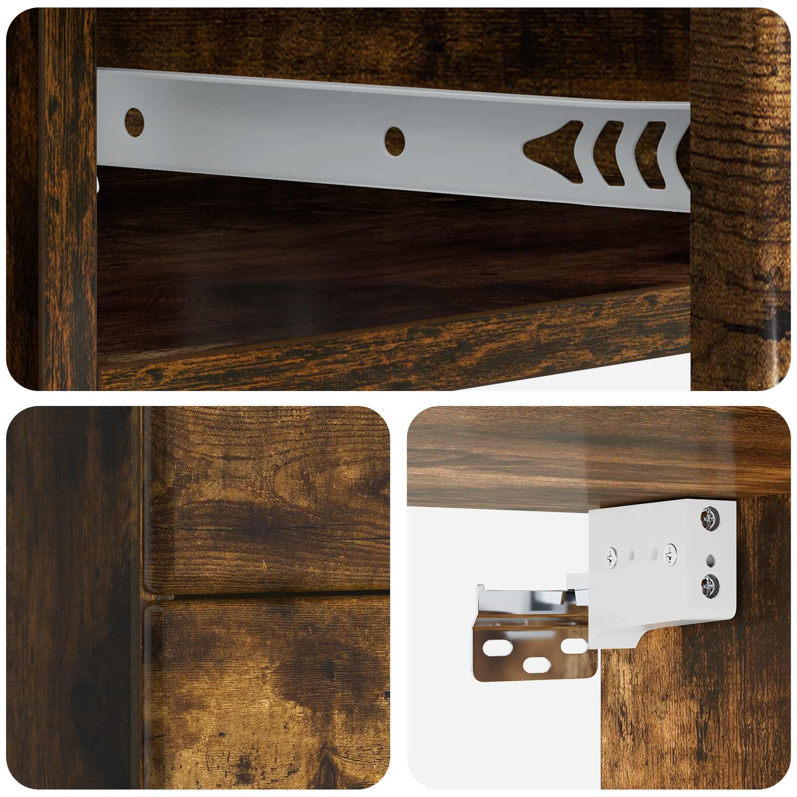 Wandbeugel Bedkast Gerookt eiken 34,5 x 33 x 40 cm Bewerkt hout