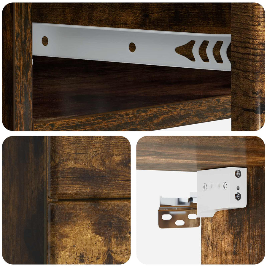 Wandbeugel Bedkast Gerookt eiken 34,5 x 33 x 40 cm Bewerkt hout