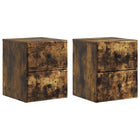 Wall Bracket Bed Cabinet 2 pcs Smoked Oak 34.5 x 33 x 40 cm