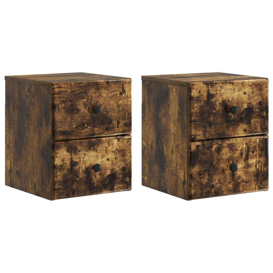 Wandbeugel Bedkast 2 pcs Gerookt eiken 34,5 x 33 x 40 cm