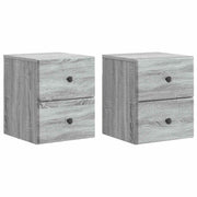 Nachtkastjes 2 stuks grijs sonoma 34,5x33x40 cm muurmontage