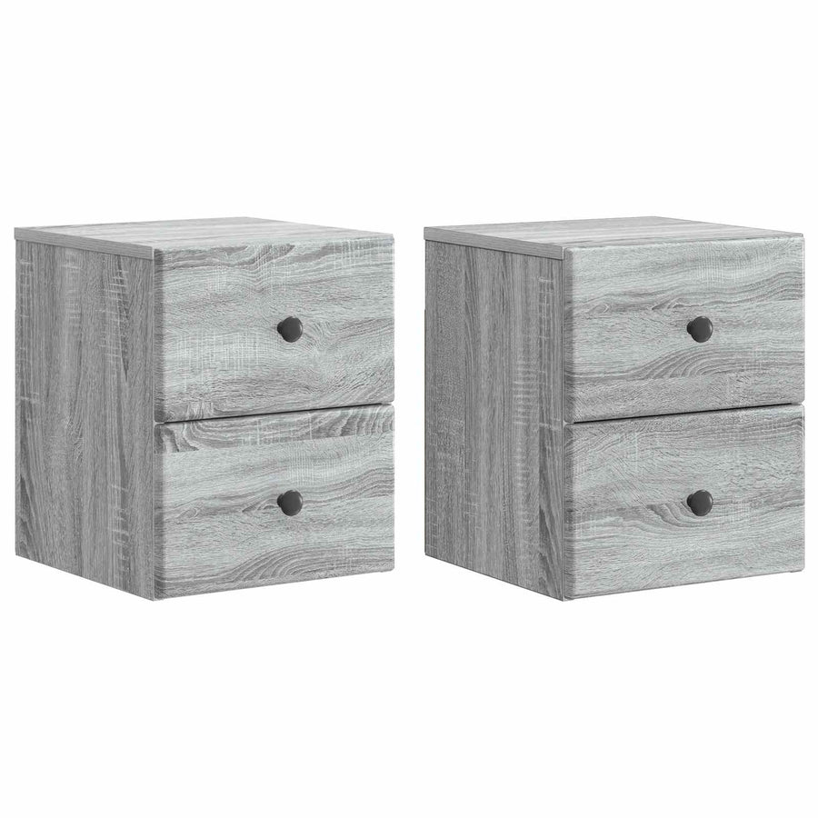 Wandbeugel Bedkast 2 pcs Grijs sonoma 34,5 x 33 x 40 cm