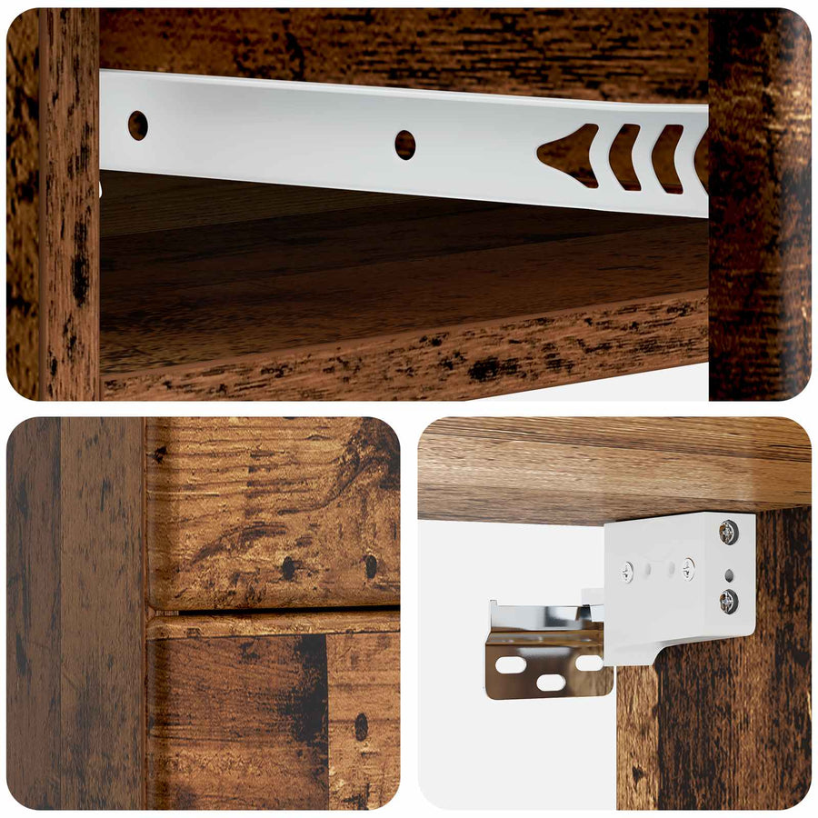 Wandbeugel Bedkast Oud hout 34,5 x 33 x 40 cm Bewerkt hout
