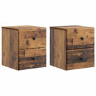 Wall Bracket Bedside Table with drawer 2 pcs Old wood 34.5 x 33 x 40 cm