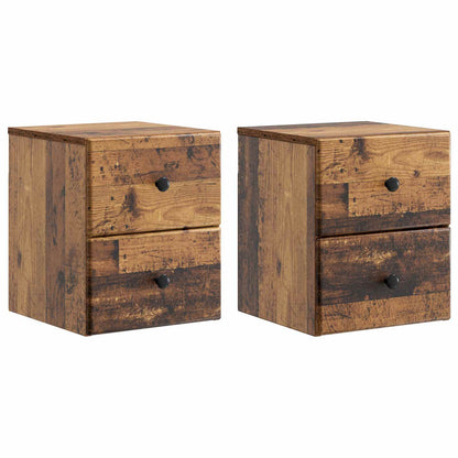 Wandbeugel Bedkast met lade 2 pcs Oud hout 34,5 x 33 x 40 cm