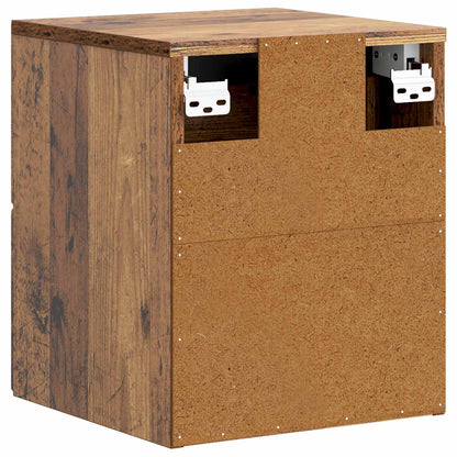 Wandbeugel Bedkast met lade 2 pcs Oud hout 34,5 x 33 x 40 cm