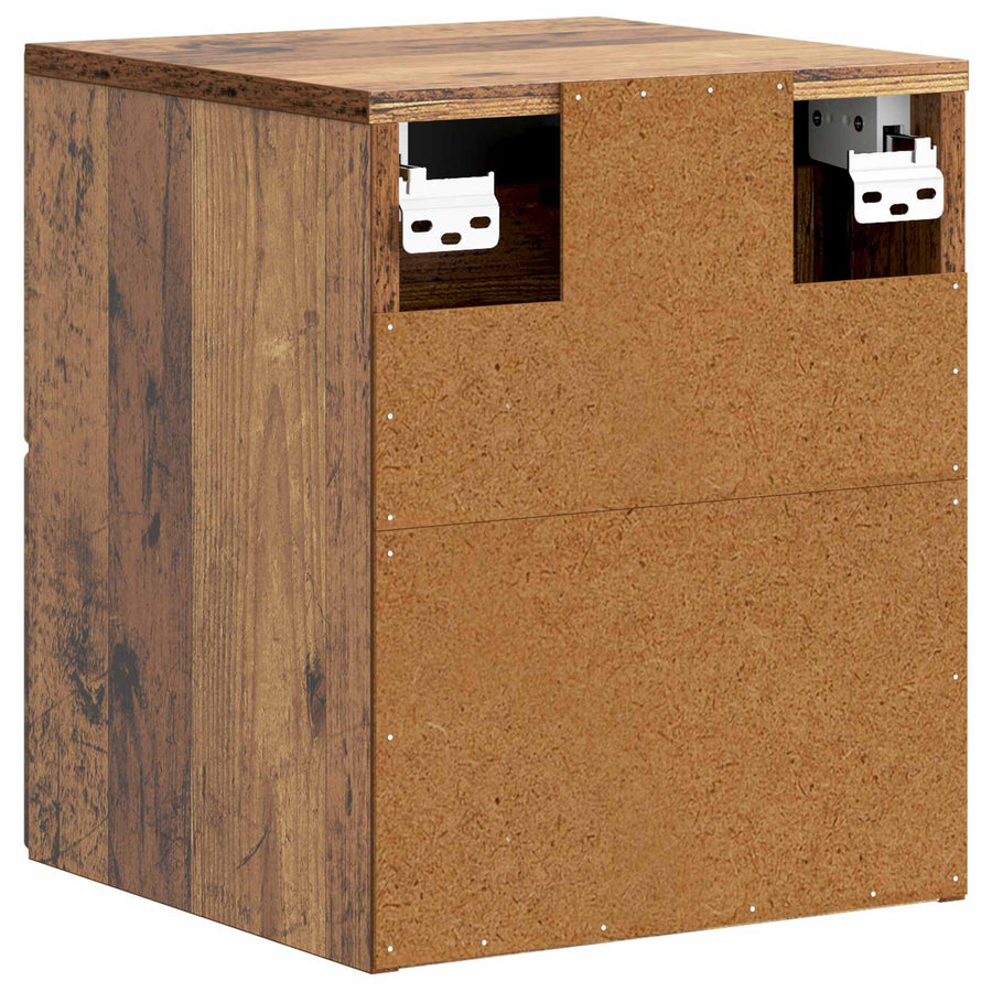 Wandbeugel Bedkast met lade 2 pcs Oud hout 34,5 x 33 x 40 cm
