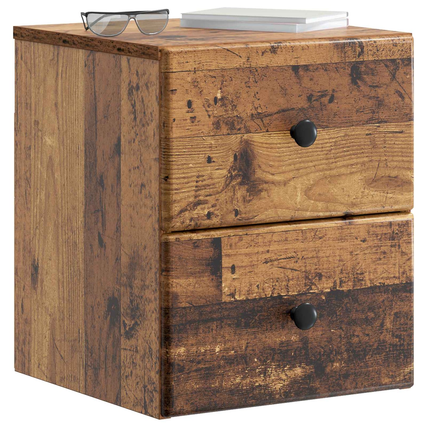 Wandbeugel Bedkast met lade 2 pcs Oud hout 34,5 x 33 x 40 cm
