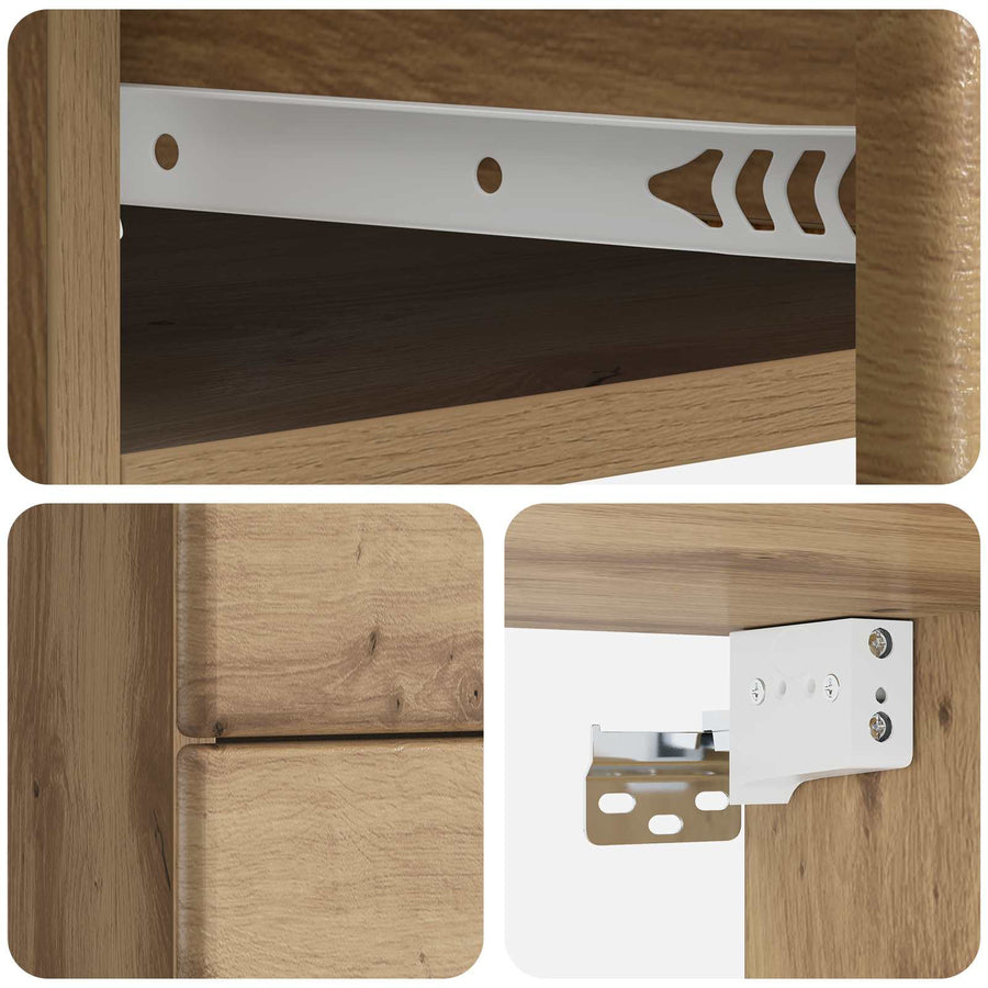Wandbeugel Bedkast met lade Artisanaal eiken 34,5 x 33 x 40 cm