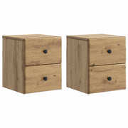 Nachtkastjes 2 stuks Artisanaal eiken 34,5x33x40 cm muurmontage