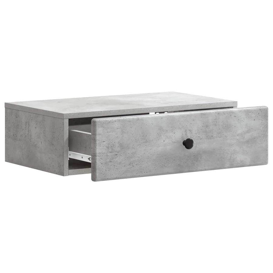 Wandmontage Zijtafel Betongrijs 59 x 34,5 x 17 cm Bewerkt hout