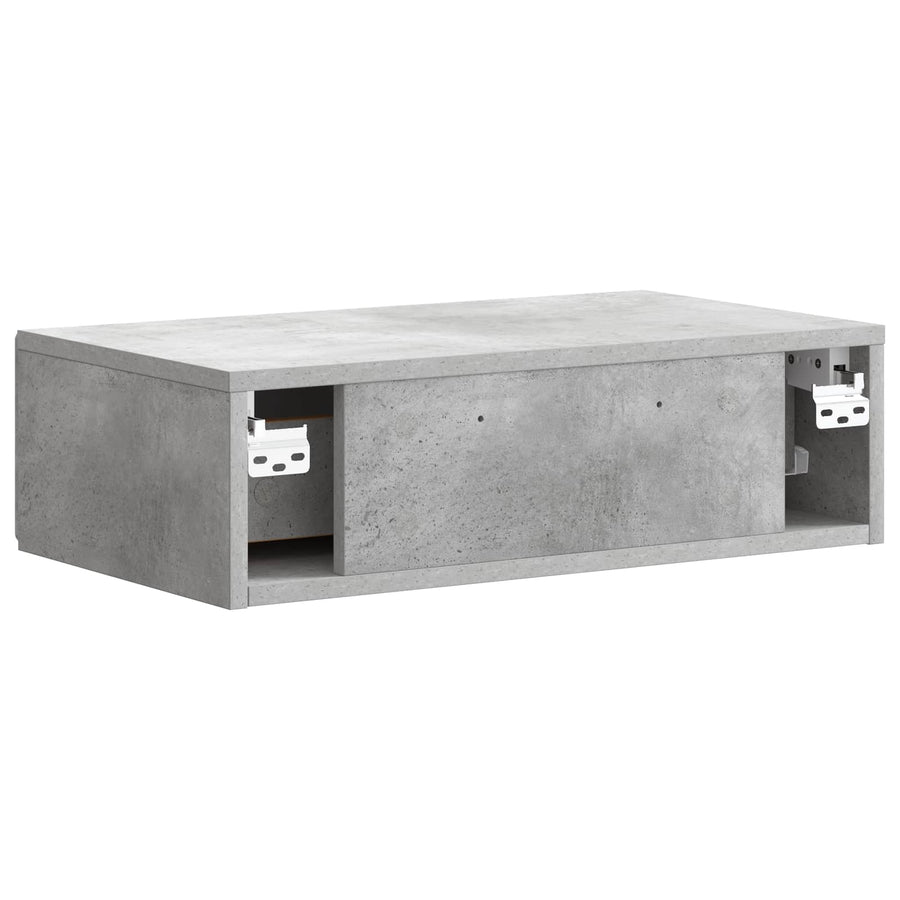 Wandmontage Zijtafel Betongrijs 59 x 34,5 x 17 cm Bewerkt hout