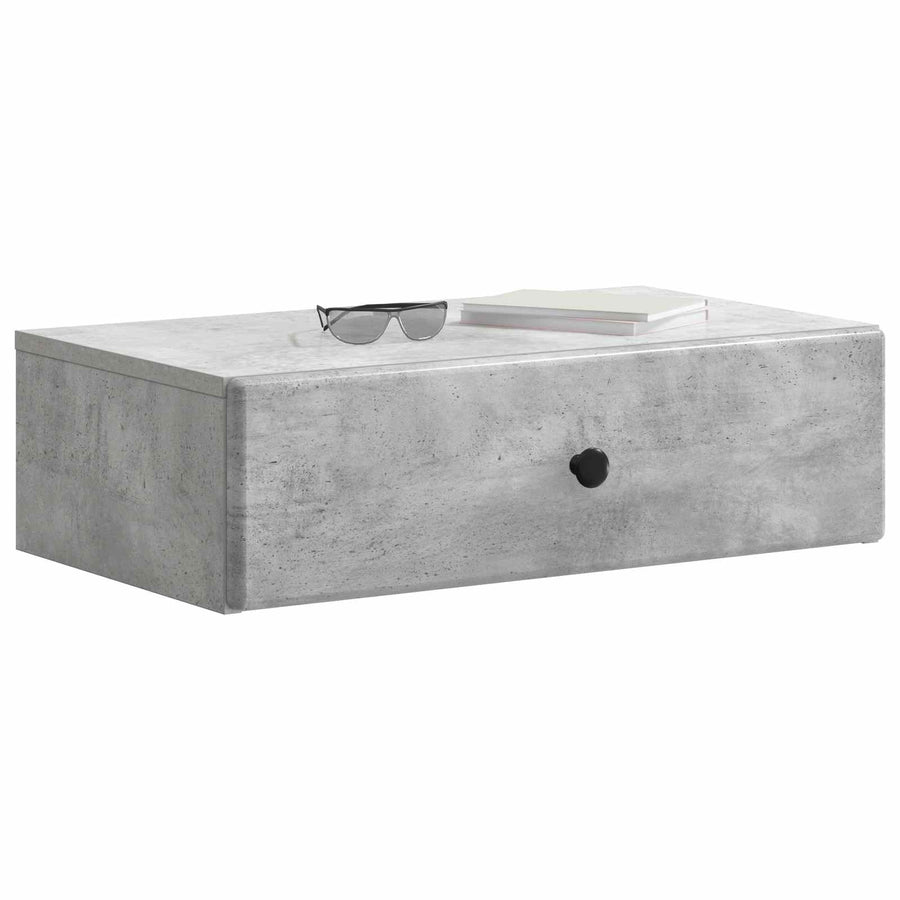 Wandmontage Zijtafel Betongrijs 59 x 34,5 x 17 cm Bewerkt hout
