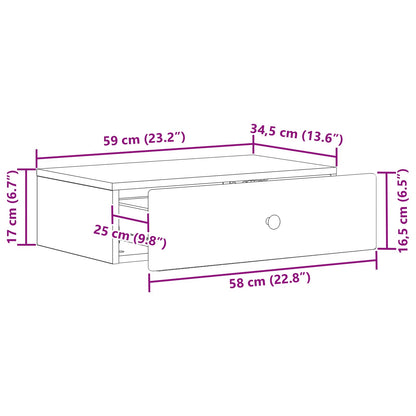 Wandmontage Zijtafel Betongrijs 59 x 34,5 x 17 cm Bewerkt hout