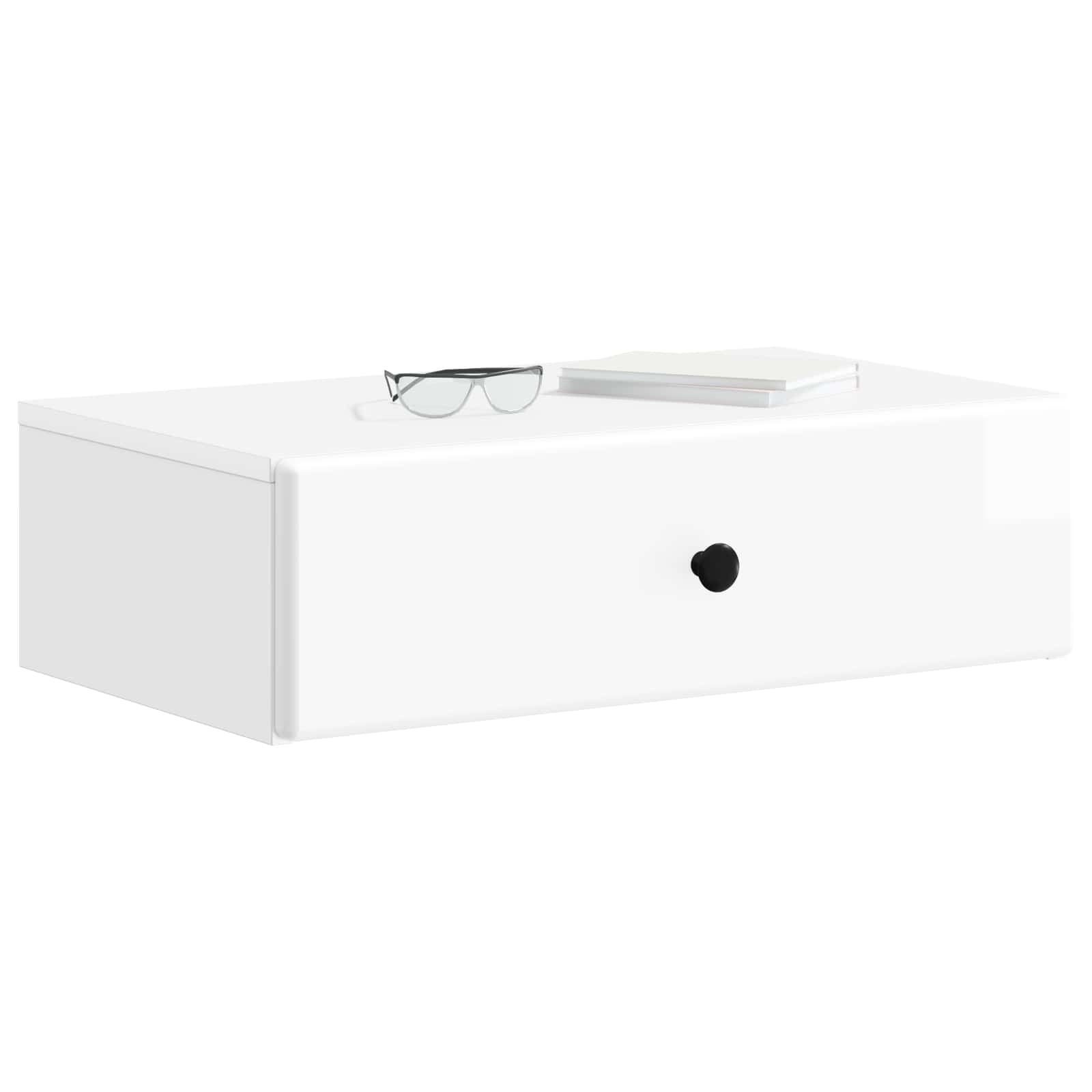 Wandmontage Zijtafel Hoogglans Wit 59 x 34,5 x 17 cm