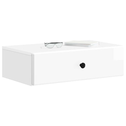 Wandmontage Zijtafel Hoogglans Wit 59 x 34,5 x 17 cm