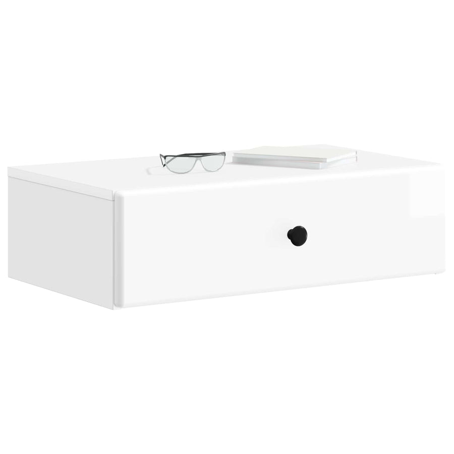 Wandmontage Zijtafel Hoogglans Wit 59 x 34,5 x 17 cm