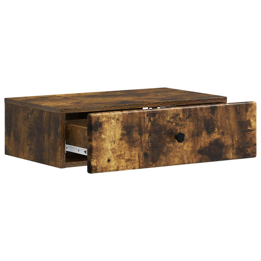 Wandmontage Zijtafel Gerookt eiken 59 x 34,5 x 17 cm